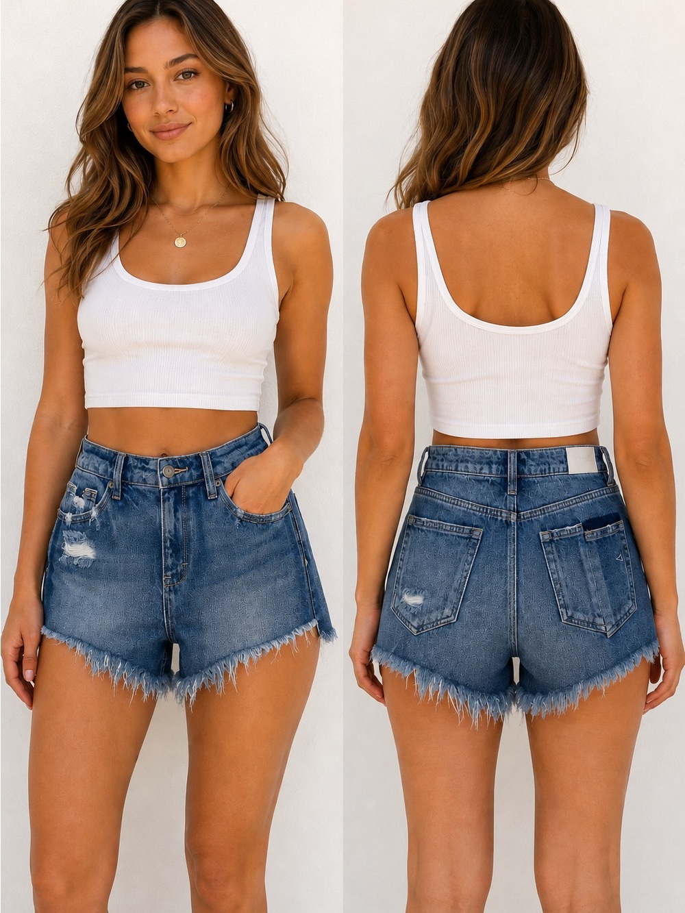 Hidden Med High Rise Denim Women’s Shorts Dark Side Seams HD4308M-M